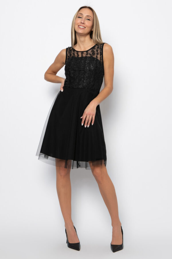 Φόρεμα δαντέλα και τούλι κάτω μαύρο 50348-201