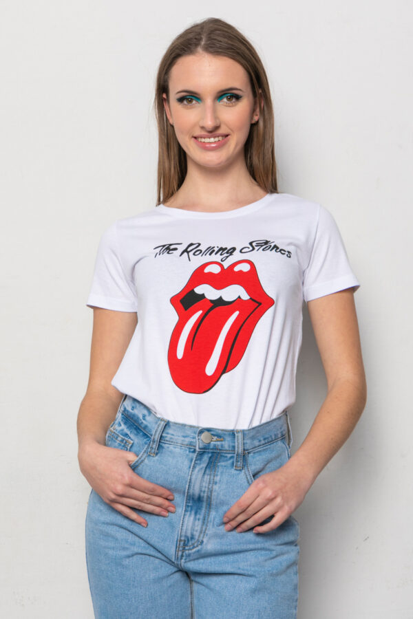 T-shirt με logo rolling stones απλό λευκό 60065-101