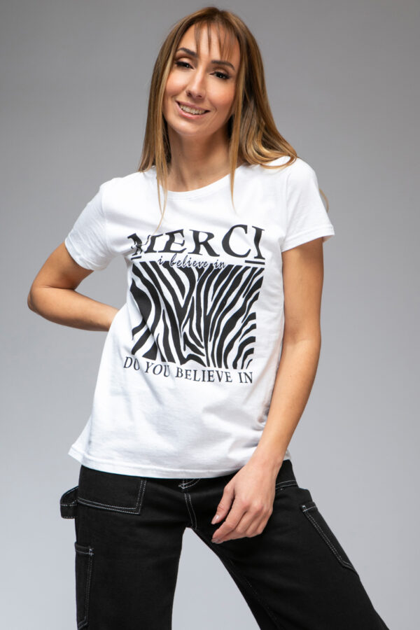 T-Shirt με μοτίβο zebra λευκό 60181-136