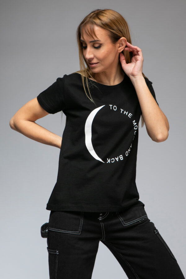 T-Shirt με μοτίβο moon μαύρο 60181-136