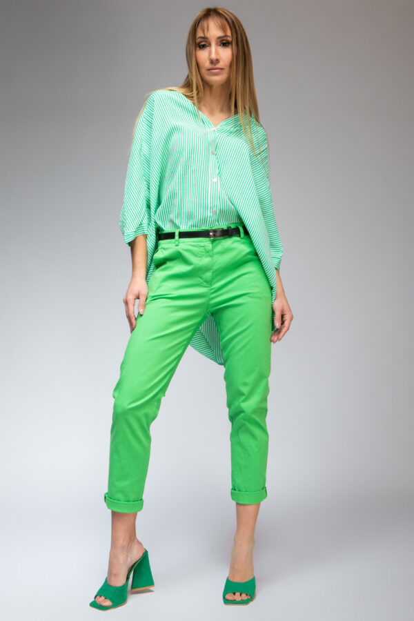 Παντελόνι casual με ζώνη πράσινο 60223-404