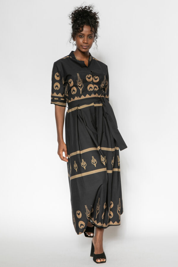 Φόρεμα μίντι Ariadne βαμβακερό μαύρο 60302-206