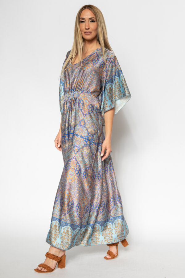 Φόρεμα Kimono μακρύ γαλάζιο 60300-206