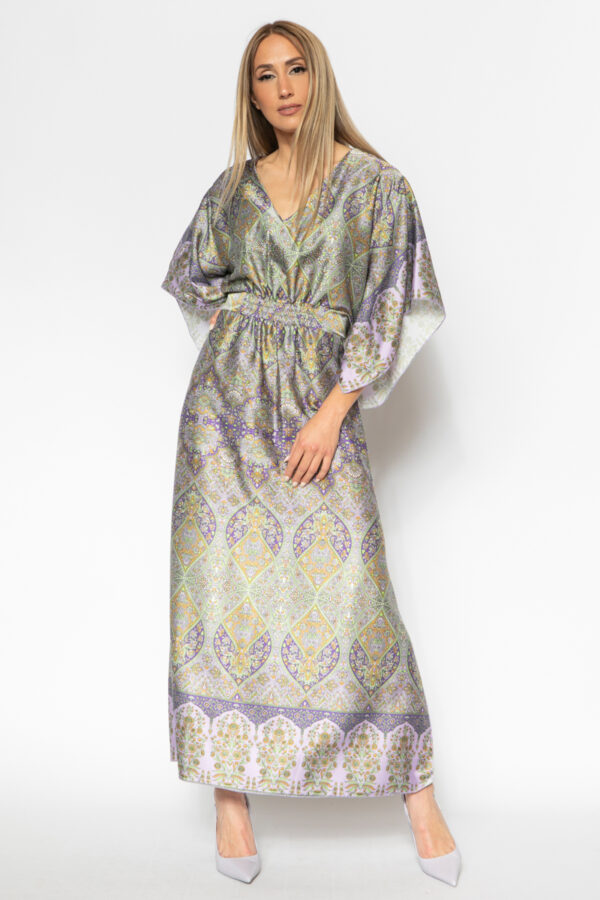 Φόρεμα Kimono μακρύ λιλά 60300-206