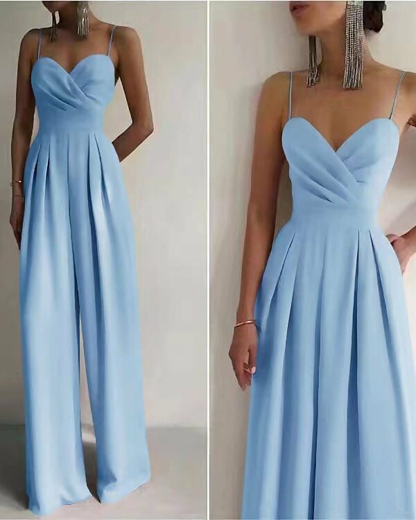 Ολόσωμη φόρμα με πιέτες γαλάζια 60241-701