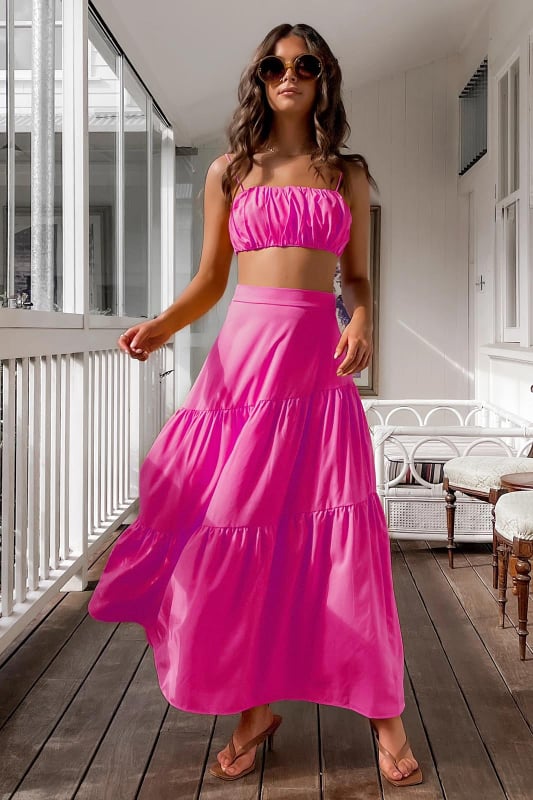 Σετ Esmeralda με μάξι boho φούστα φουξ 60265-601