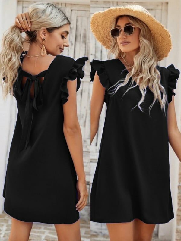 Φόρεμα αμάνικο Α΄ γραμμή μαύρο 60332-201