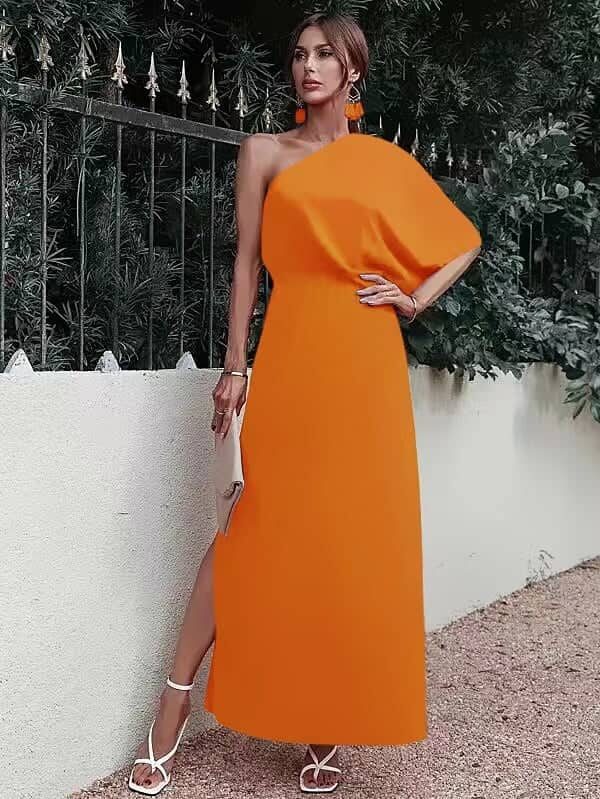 Φόρεμα με έναν ώμο πορτοκαλί 60422-201