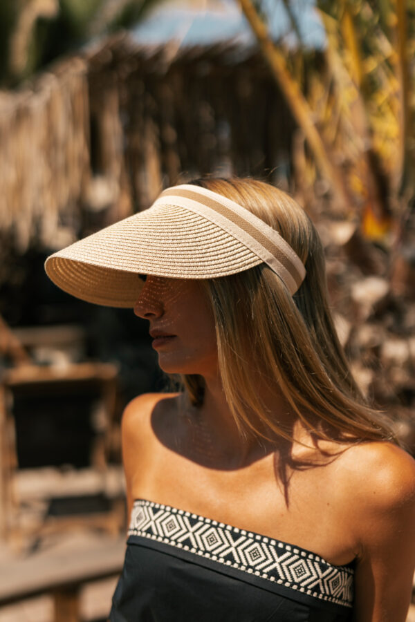 Καπέλο sun visor ψάθινο ιβουάρ 512-007