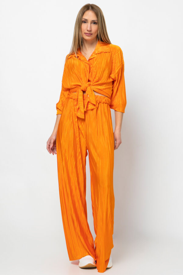 Σετ πουκάμισο με παντελόνι πλισέ πορτοκαλί 80044-602
