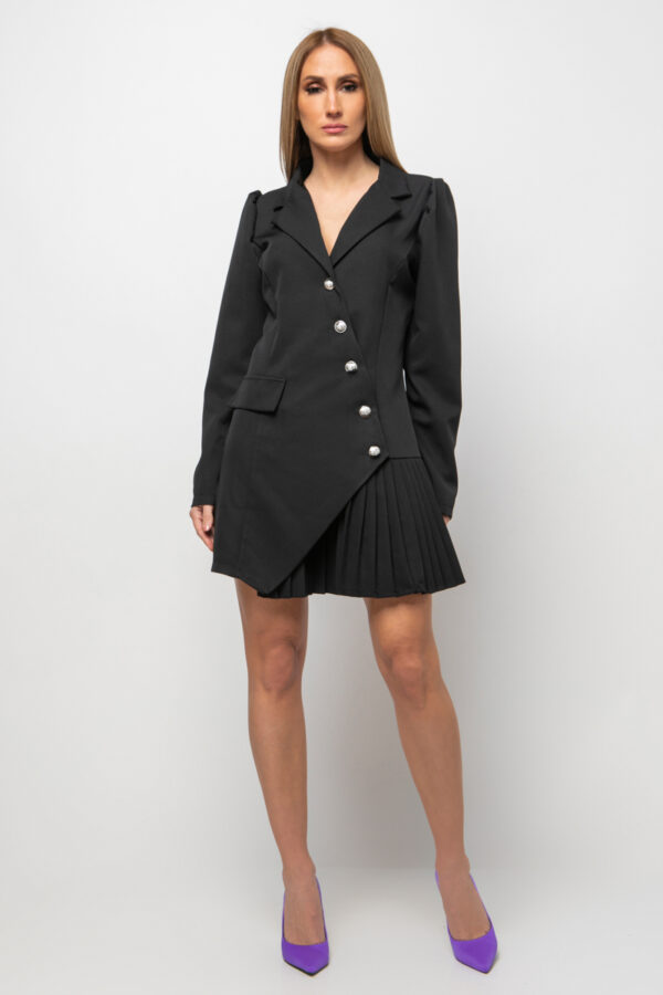 Φόρεμα στυλ σακάκι με πλισέ τελείωμα μαύρο 80051-201