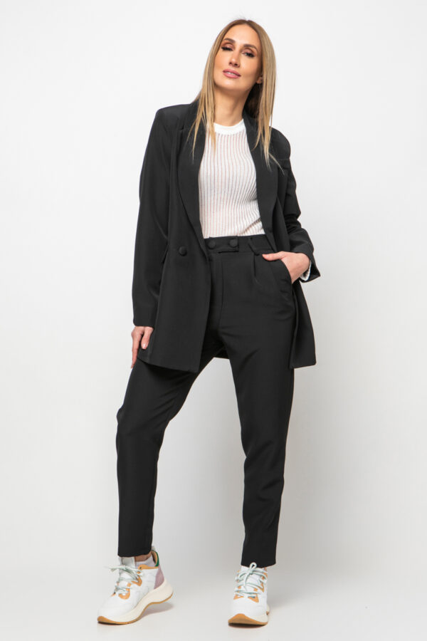 Κοστούμι με ντυμένα κουμπιά μαύρο 80055-609