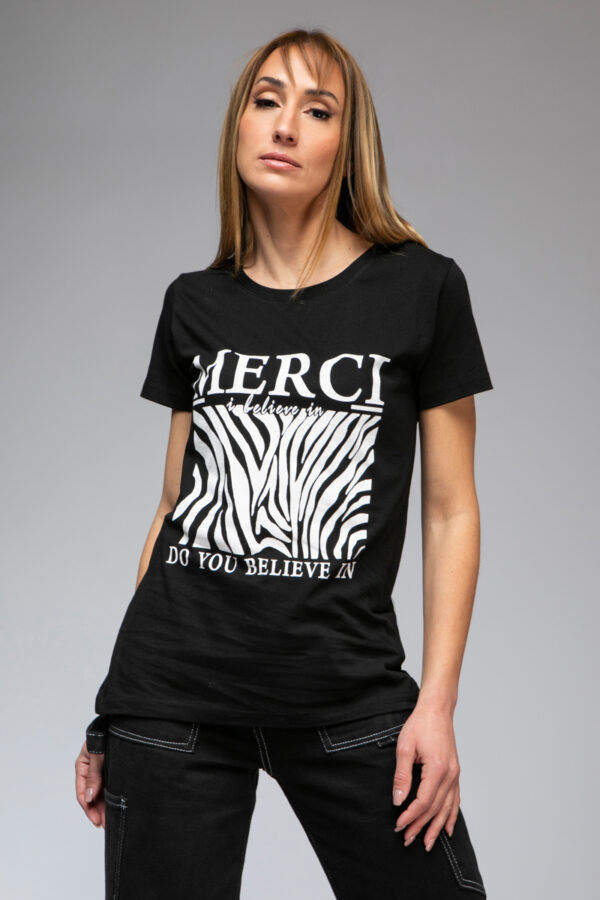 T-Shirt με μοτίβο zebra μαύρο 60181-136