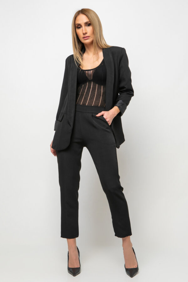 Κοστούμι σακάκι σέλι πέτο και παντελόνι φοδραρισμένο μαύρο 80060-609