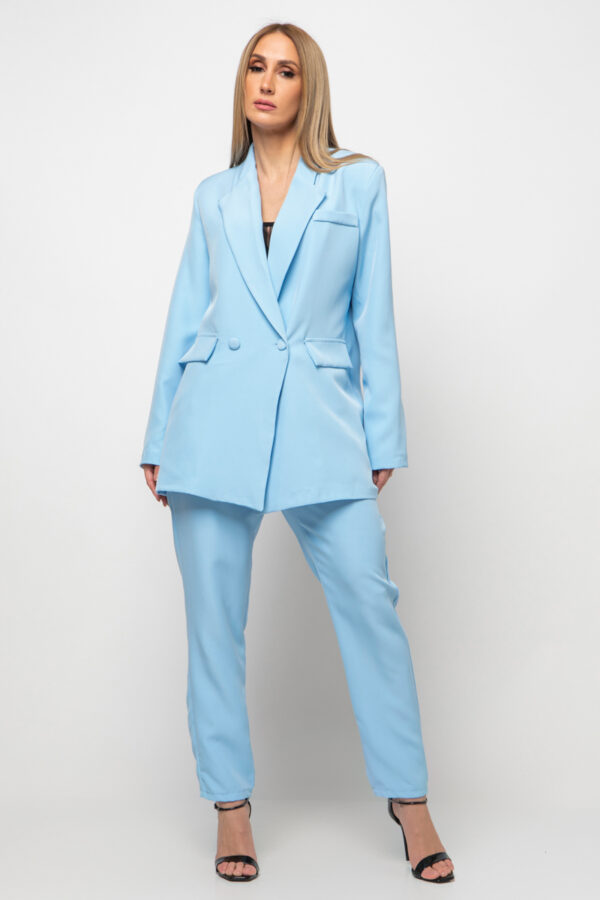 Κοστούμι με ντυμένα κουμπιά γαλάζιο 80055-609