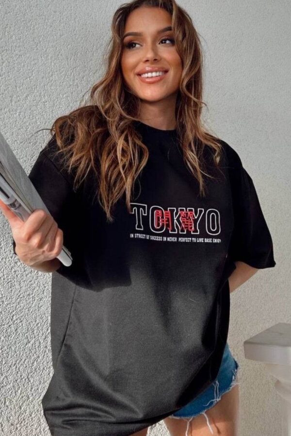 T-shirt oversized Tokyo μαύρο 80106-136