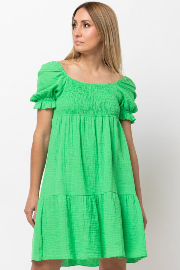 Φόρεμα πτυχές και σφηκοφωλιά λαχανί 80265-201
