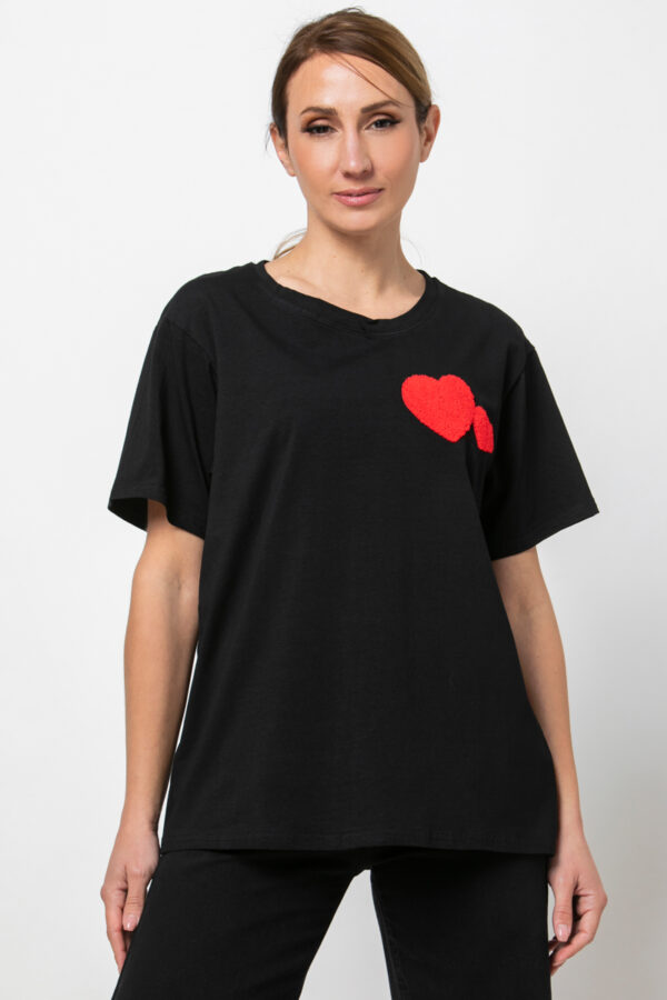 Tshirt με καρδιές μαύρο 80171-142