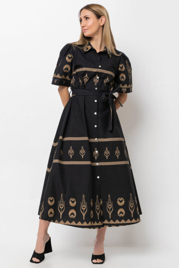 Φόρεμα μίντι Ariadne σεμιζιέ μαύρο 80247-212
