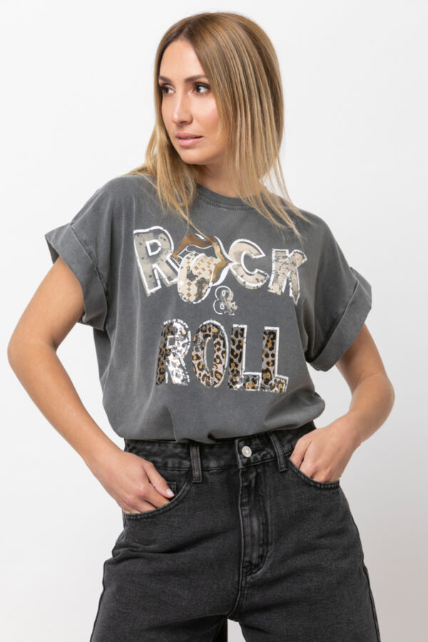 T-shirt Rock and Roll ανθρακί 80328-106