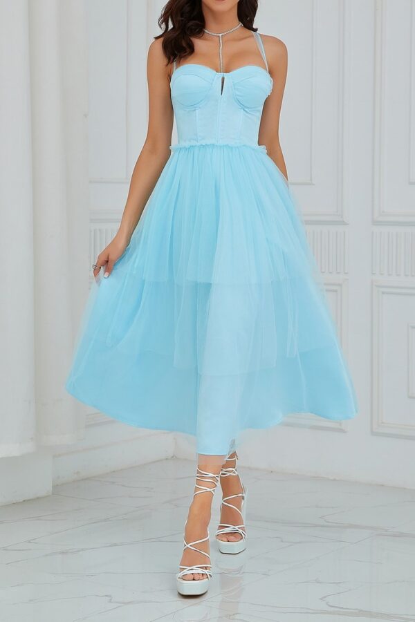 Φόρεμα κορσές με τούλι γαλάζιο 80456-201