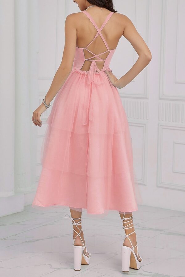 Φόρεμα κορσές με τούλι ροζ 80456-201