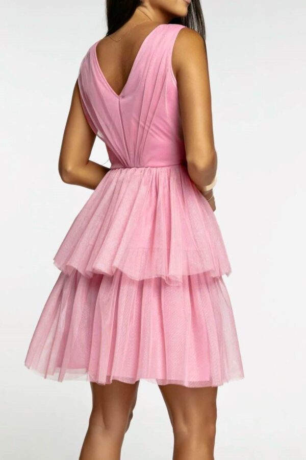 Φόρεμα μίνι με βολάν τούλι ροζ 80526-201
