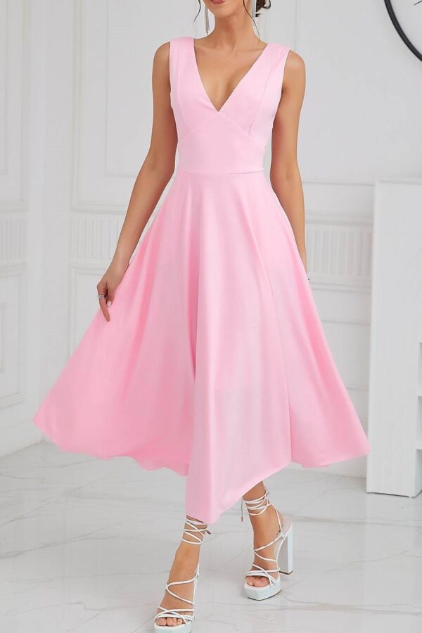 Φόρεμα formal κλος με άνοιγμα πλάτη ροζ 80529-201