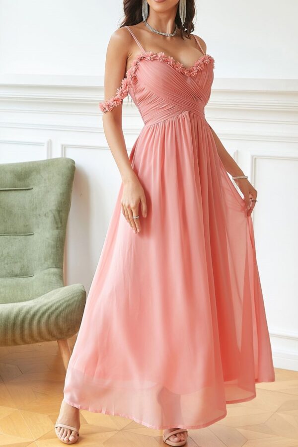 Φόρεμα μιντι fairy flowers ροζ 80583-201