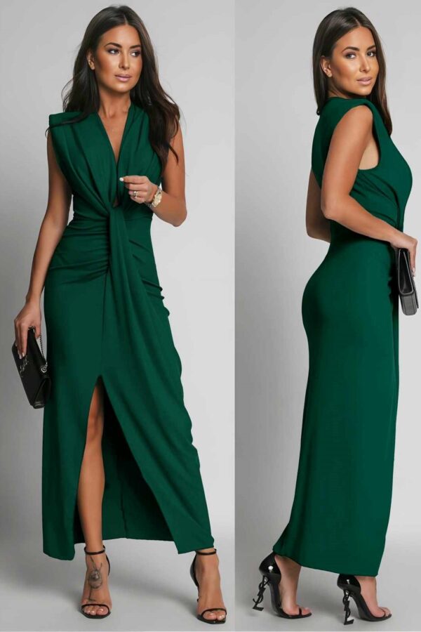 Φόρεμα με βαθύ V ντεκολτέ κυπαρισσί 90176-201