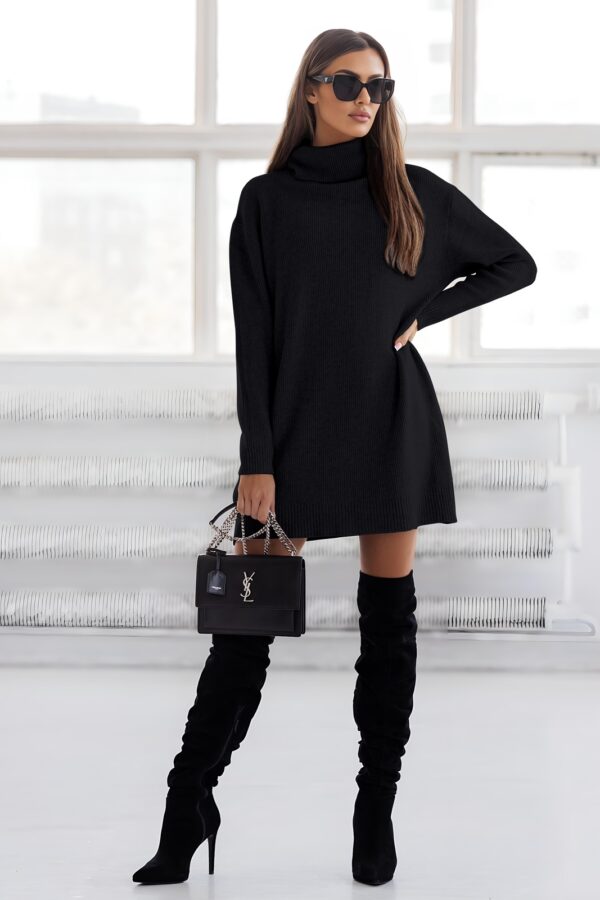 Φόρεμα ζιβάγκο ριπ πλεκτό μαύρο 90490-201