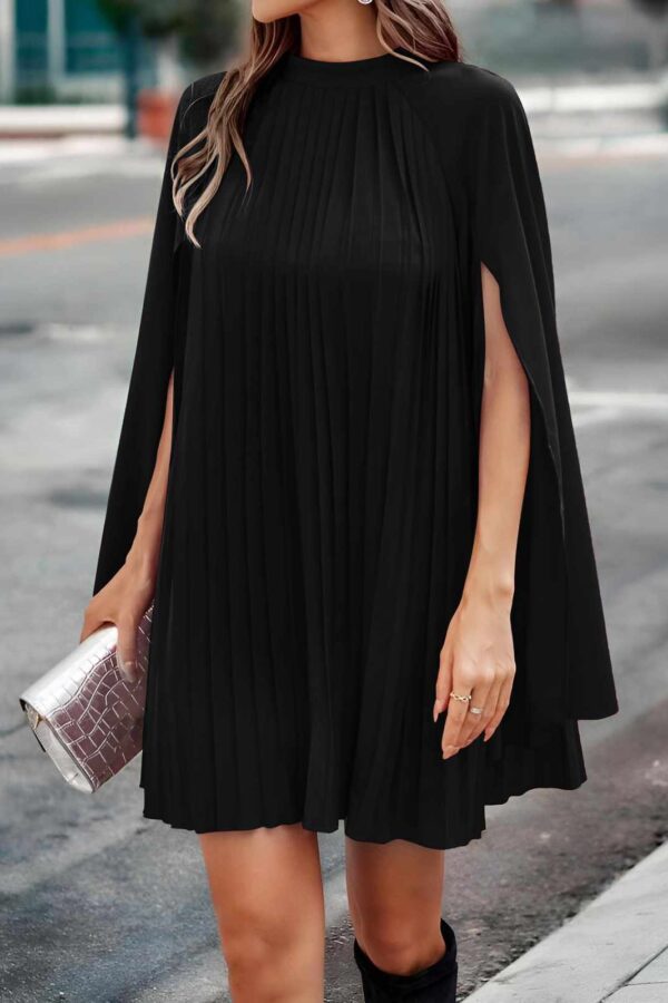 Φόρεμα πλισέ στυλ κάπα μαύρο 90530-201