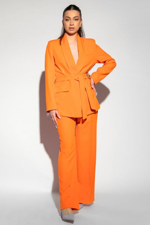 Κουστούμι σακάκι δετό και παντελόνα πορτοκαλί 10048-602