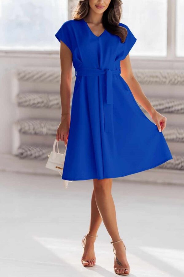 Φόρεμα κοφτό μανίκι με ν και ζώνη ρουά 10087-201