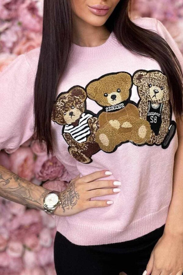 Μπλούζα με τρεις φιγούρες Teddy ροζ 10095-101