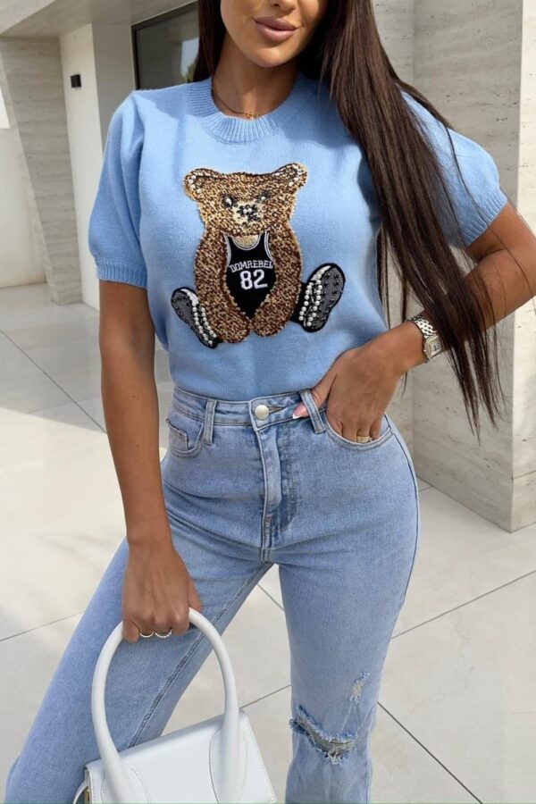 Μπλούζα με φιγούρα Teddybear γαλάζια 10091-101