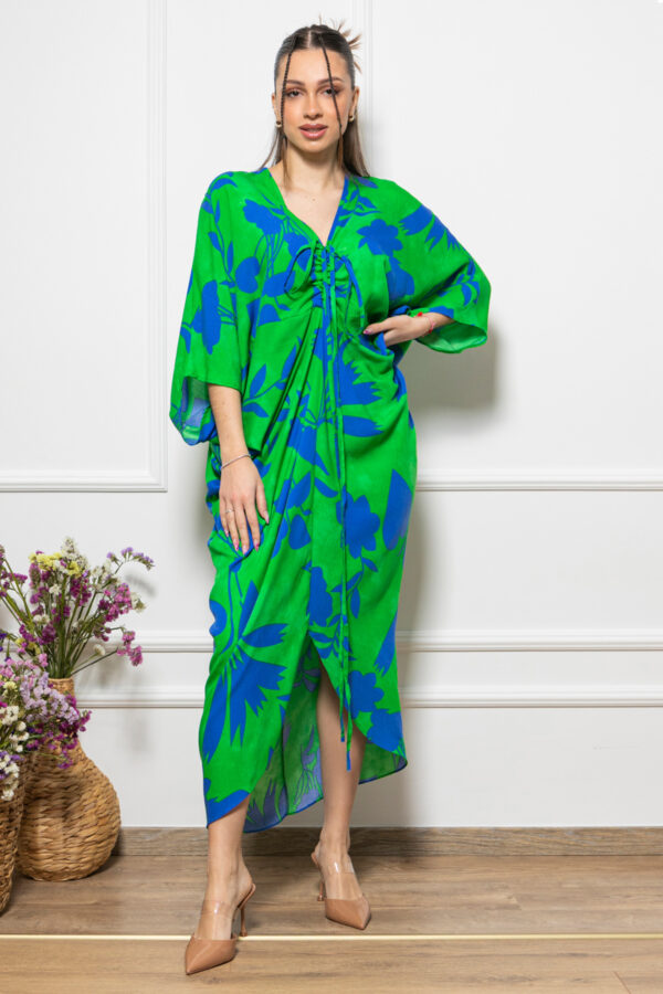 Φόρεμα στυλ καφτάνι εμπριμέ πράσινο 10193-236