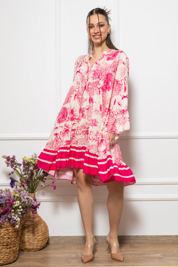 Φόρεμα japanese ριχτό με πτυχές φουξ 10260-209