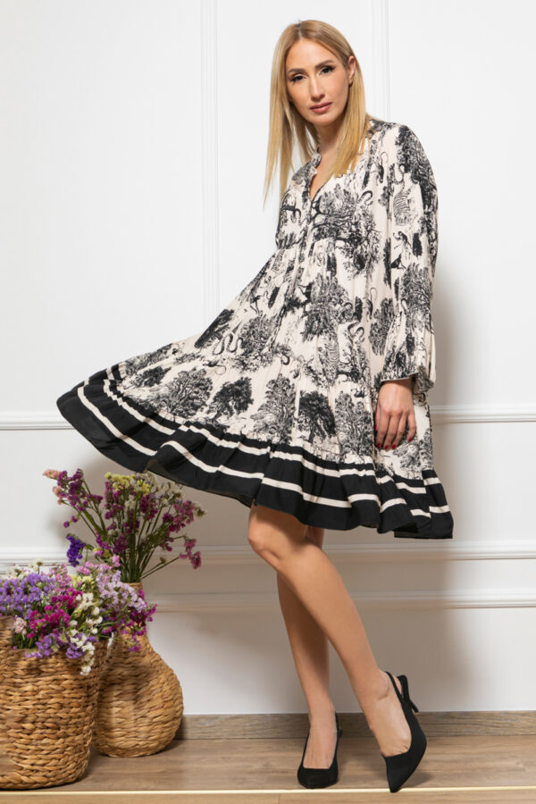 Φόρεμα japanese ριχτό με πτυχές μαύρο 10260-209