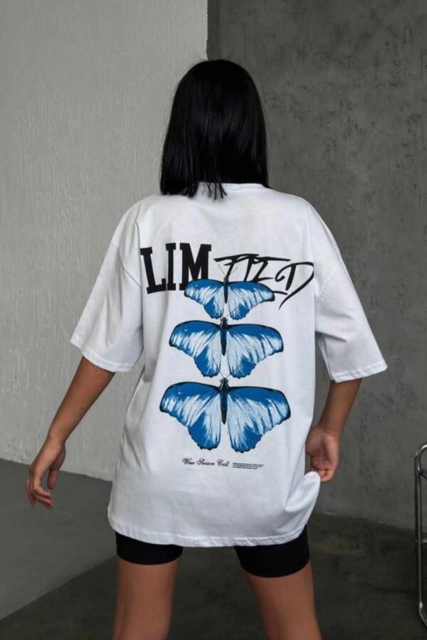 T-shirt butterfly oversized λευκό 10138-136