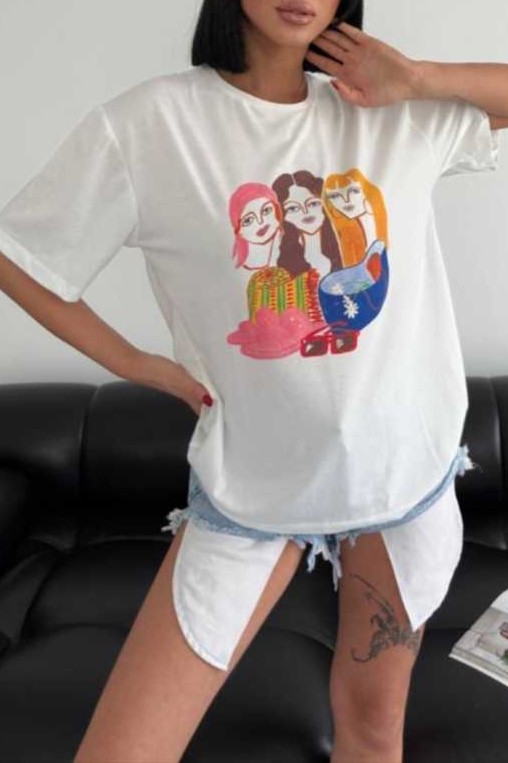 T-shirt με στάμπα women λευκό 10187-136