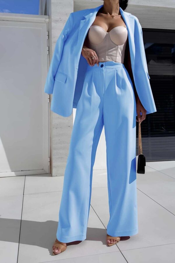 Κοστούμι σακάκι και παντελόνα με πιέτες γαλάζιο 10140-601