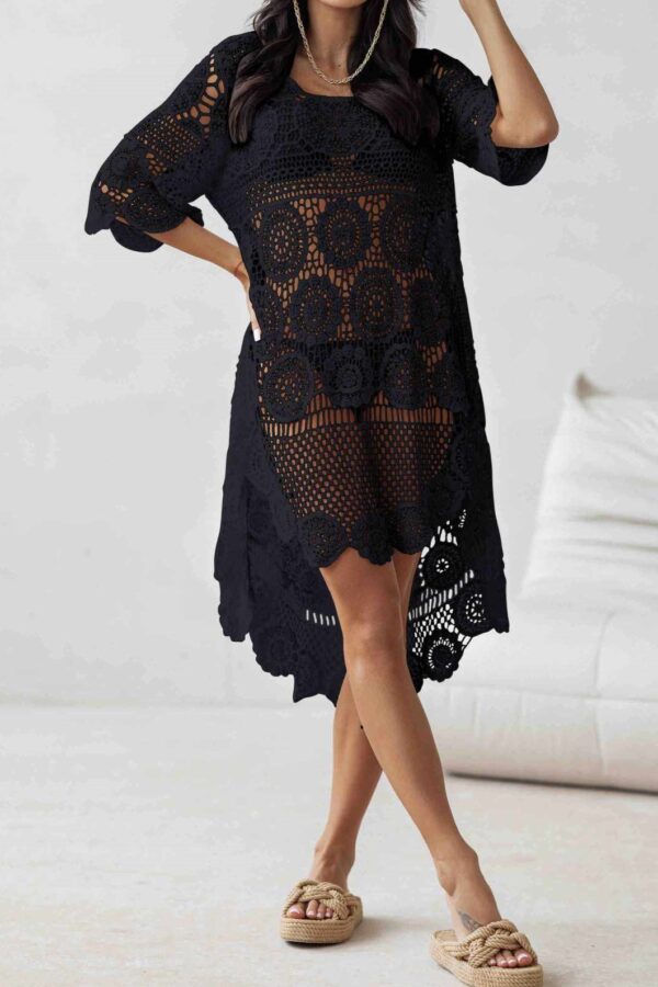 Φόρεμα καφτάνι με κεντητά σχέδια μαύρο 10309-201